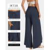 image:imageGRACE KARIN Womens Wide Leg Summer Pants Flowy Side Split Palazzo Beach Pants Boho Drawstring High Waisted TrousersNavy Blue