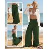 image:imageGRACE KARIN Womens Wide Leg Summer Pants Flowy Side Split Palazzo Beach Pants Boho Drawstring High Waisted TrousersOlive Green