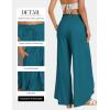 image:imageGRACE KARIN Womens Wide Leg Summer Pants Flowy Side Split Palazzo Beach Pants Boho Drawstring High Waisted TrousersPeacock Blue