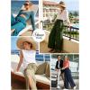image:imageGRACE KARIN Womens Wide Leg Summer Pants Flowy Side Split Palazzo Beach Pants Boho Drawstring High Waisted TrousersPeacock Blue