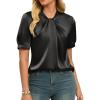 image:imageGRACE KARIN 2026 Women Satin Tops Short Sleeve Blouse Mock Neck Work Silk Shirts Business Casual OutfitsBlack
