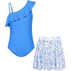 image:imageGRACE KARIN Girls One Piece Swimsuits with Mesh Skirt Bathing Suit Swimwear 614YBlue Flower