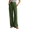 image:imageGRACE KARIN Linen Pants for WomenWork Dressy Trousers with PocketsHigh Waist Wide Leg Summer Comfy Slacks Pant ClothesArmy Green