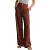 image:imageGRACE KARIN Linen Pants for WomenWork Dressy Trousers with PocketsHigh Waist Wide Leg Summer Comfy Slacks Pant ClothesRust