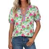 image:imageGRACE KARIN Women Boho Floral Tops 2026 Summer V Neck Puff Short Sleeve Dressy Casual ShirtsDaisy