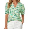 image:imageGRACE KARIN Women Boho Floral Tops Summer Puff Short Sleeve Dressy Casual Shirts 2026 Spring V Neck Vacation Work BlouseGreen White