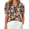 image:imageGRACE KARIN Women Boho Floral Tops Summer Puff Short Sleeve Dressy Casual Shirts 2026 Spring V Neck Vacation Work BlouseOrange Black