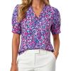 image:imageGRACE KARIN Women Boho Floral Tops Summer Puff Short Sleeve Dressy Casual Shirts 2026 Spring V Neck Vacation Work BlousePurple Floral