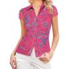 image:imageGRACE KARIN Women Mesh Boho Tops Dressy Casual Floral Short Sleeve Button Down Collared Blouses 2026 Fashion Summer ClothesRose Red