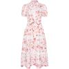 image:imageGRACE KARIN Womens 2026 Summer Floral Flowy Dresses Boho Tie Belt Short Puff Sleeve A Line Maxi Shirt Dress with PocketWhite Pink