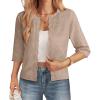 image:imageGRACE KARIN Womens 34 Sleeve Cardigan Sweater Lightweight Cropped Cardigan Trendy Dressy Casual Crochet Bolero Shrugs02 Khaki