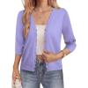 image:imageGRACE KARIN Womens 34 Sleeve V Neck Button Down Lightweight Cardigan Sweater Open Front Dressy Shrugs Spring FashionPurple
