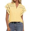 image:imageGRACE KARIN Womens Summer Tops Cotton Linen Eyelet Flowy Blouses Beach Vacation V Neck Button Down Shirts Trendy Clothes 2026Butter Yellow
