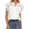 image:imageGRACE KARIN Womens Summer Tops Cotton Linen Eyelet Flowy Blouses Beach Vacation V Neck Button Down Shirts Trendy Clothes 2026White