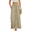 image:imageGRACE KARIN Womens Wide Leg Summer Pants Flowy Side Split Palazzo Beach Pants Boho Drawstring High Waisted TrousersKhaki