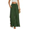 image:imageGRACE KARIN Womens Wide Leg Summer Pants Flowy Side Split Palazzo Beach Pants Boho Drawstring High Waisted TrousersOlive Green