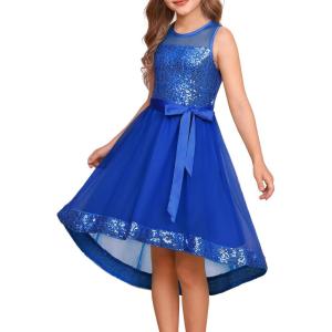 image:imageGRACE KARIN Girls Sequin Party Formal Dress Wedding Guest Sparkle Fancy Birthday Tulle High Low Prom Dresses 614 YearsRoyal Blue