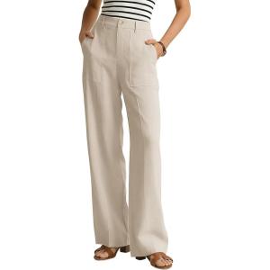 image:imageGRACE KARIN Linen Pants for WomenWork Dressy Trousers with PocketsHigh Waist Wide Leg Summer Comfy Slacks Pant ClothesApricot
