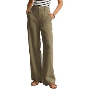 image:imageGRACE KARIN Linen Pants for WomenWork Dressy Trousers with PocketsHigh Waist Wide Leg Summer Comfy Slacks Pant ClothesBrown