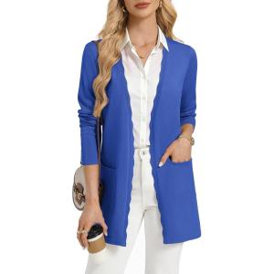 image:imageGRACE KARIN Womens Long Cardigans Trendy Lightweight Knit Blazer Casual Open Front Spring Sweaters with PocketsRoyal Blue