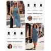 image:imageGRACE KARIN Women Work DressBodycon Pencil Business DressesSleeveless Cocktail Dresses Knee LengthDark Gray Blue