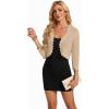 image:imageGRACE KARIN Womens 2026 Bolero Shrug 34 Sleeve Crochet Cropped Cardigan Open Front Knit Shrugs for DressesApricot