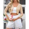 image:imageGRACE KARIN Womens 2026 Bolero Shrug 34 Sleeve Crochet Cropped Cardigan Open Front Knit Shrugs for DressesApricot