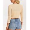 image:imageGRACE KARIN Womens 2026 Bolero Shrug 34 Sleeve Crochet Cropped Cardigan Open Front Knit Shrugs for DressesBeige