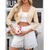 image:imageGRACE KARIN Womens 2026 Bolero Shrug 34 Sleeve Crochet Cropped Cardigan Open Front Knit Shrugs for DressesBeige
