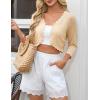 image:imageGRACE KARIN Womens 2026 Bolero Shrug 34 Sleeve Crochet Cropped Cardigan Open Front Knit Shrugs for DressesBeige