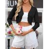 image:imageGRACE KARIN Womens 2026 Bolero Shrug 34 Sleeve Crochet Cropped Cardigan Open Front Knit Shrugs for DressesBlack