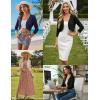 image:imageGRACE KARIN Womens 2026 Bolero Shrug 34 Sleeve Crochet Cropped Cardigan Open Front Knit Shrugs for DressesBlack