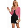 image:imageGRACE KARIN Womens 2026 Bolero Shrug 34 Sleeve Crochet Cropped Cardigan Open Front Knit Shrugs for DressesHot Pink