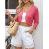 image:imageGRACE KARIN Womens 2026 Bolero Shrug 34 Sleeve Crochet Cropped Cardigan Open Front Knit Shrugs for DressesHot Pink