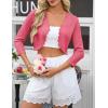 image:imageGRACE KARIN Womens 2026 Bolero Shrug 34 Sleeve Crochet Cropped Cardigan Open Front Knit Shrugs for DressesHot Pink
