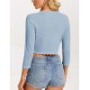 image:imageGRACE KARIN Womens 2026 Bolero Shrug 34 Sleeve Crochet Cropped Cardigan Open Front Knit Shrugs for DressesLight Blue