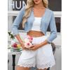 image:imageGRACE KARIN Womens 2026 Bolero Shrug 34 Sleeve Crochet Cropped Cardigan Open Front Knit Shrugs for DressesLight Blue