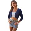 image:imageGRACE KARIN Womens 2026 Bolero Shrug 34 Sleeve Crochet Cropped Cardigan Open Front Knit Shrugs for DressesNavy Blue