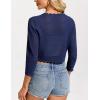 image:imageGRACE KARIN Womens 2026 Bolero Shrug 34 Sleeve Crochet Cropped Cardigan Open Front Knit Shrugs for DressesNavy Blue