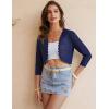 image:imageGRACE KARIN Womens 2026 Bolero Shrug 34 Sleeve Crochet Cropped Cardigan Open Front Knit Shrugs for DressesNavy Blue