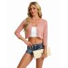 image:imageGRACE KARIN Womens 2026 Bolero Shrug 34 Sleeve Crochet Cropped Cardigan Open Front Knit Shrugs for DressesPink