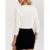 image:imageGRACE KARIN Womens 2026 Bolero Shrug 34 Sleeve Crochet Cropped Cardigan Open Front Knit Shrugs for DressesWhite
