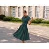 image:imageGRACE KARIN Womens Short Sleeve Shirt Dresses 2026 Summer Midi Button Down Dress Work Business Casual Dress with PocketsDark Green
