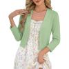 image:imageGRACE KARIN Womens 34 Sleeve Cropped Cardigan Sweater Lightweight Open Front Dressy Causal Shrug Spring FashionSage Green