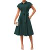 image:imageGRACE KARIN Womens Short Sleeve Shirt Dresses 2026 Summer Midi Button Down Dress Work Business Casual Dress with PocketsDark Green