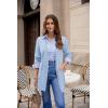 image:imageGRACE KARIN Womens Long Cardigans Trendy Lightweight Knit Blazer Casual Open Front Spring Sweaters with PocketsLight Blue