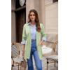 image:imageGRACE KARIN Womens Long Cardigans Trendy Lightweight Knit Blazer Casual Open Front Spring Sweaters with PocketsLight Green
