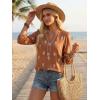 image:imageGRACE KARIN Boho Tops for Women Summer Dressy Casual Floral Blouses V Neck Button Up 34 Sleeve Shirts for VacationBrown