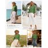 image:imageGRACE KARIN Boho Tops for Women Summer Dressy Casual Floral Blouses V Neck Button Up 34 Sleeve Shirts for VacationDark Green