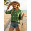 image:imageGRACE KARIN Boho Tops for Women Summer Dressy Casual Floral Blouses V Neck Button Up 34 Sleeve Shirts for VacationDark Green